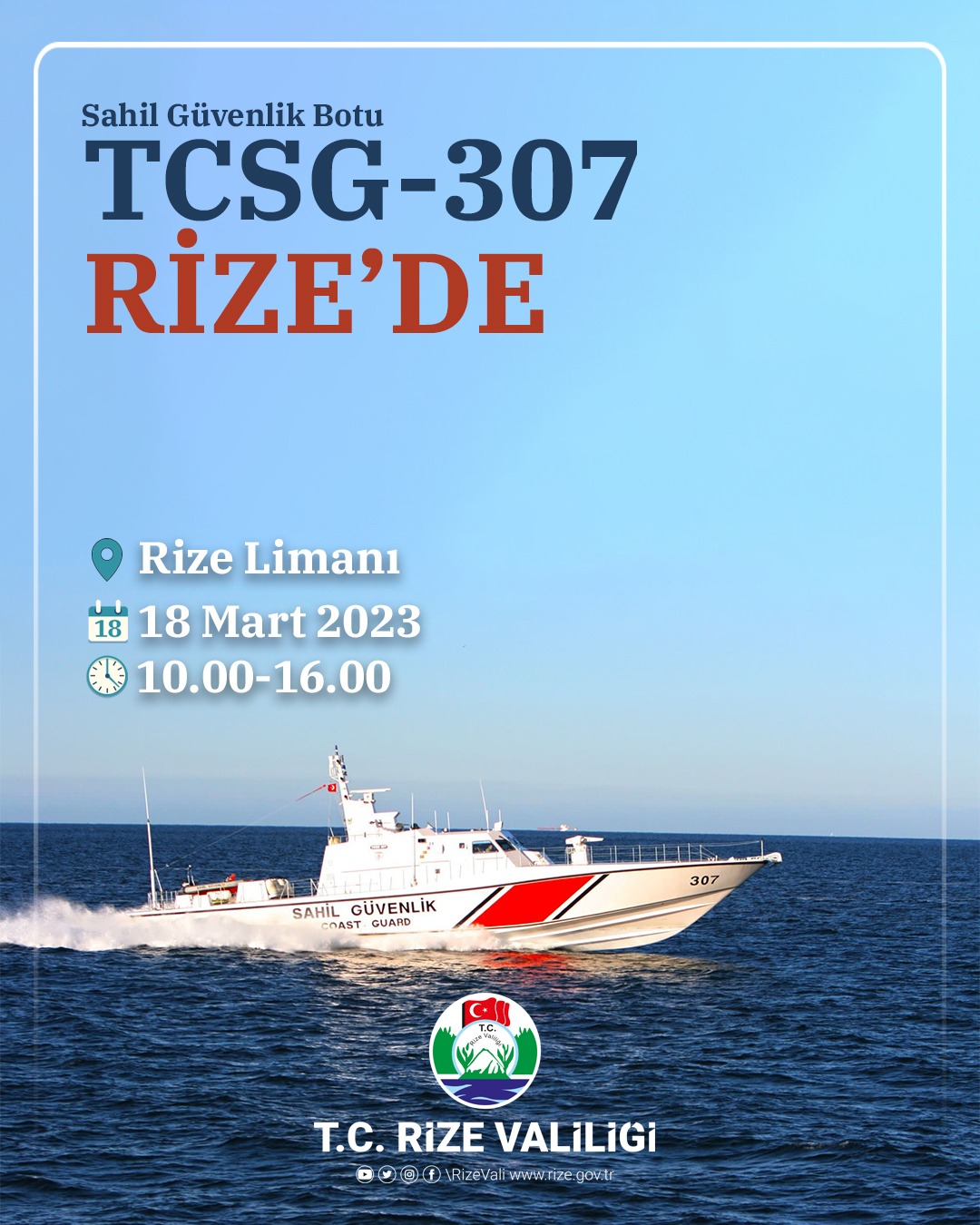Sahil Güvenlik TCSG 307 botu Rize de