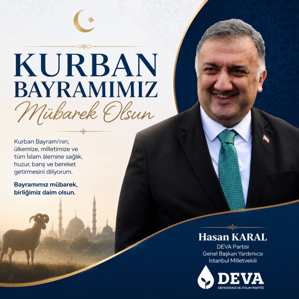 DEVA Partili Hasan Karal’dan Bayram Mesajı: “Vatandaş Kurban Yerine Hesap Yapıyor”