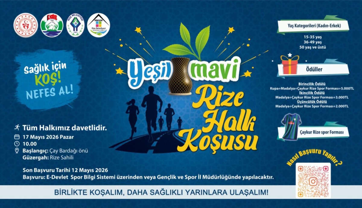 YEŞİL MAVİ RİZE HALK KOŞUSU 17 MAYIS’TA DÜZENLENECEK